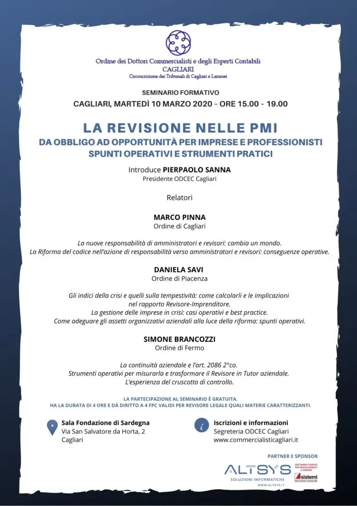 Seminario La Revisione nelle PMI Cagliari